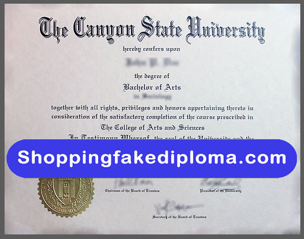 Canyon State University fake degree, fake diploma